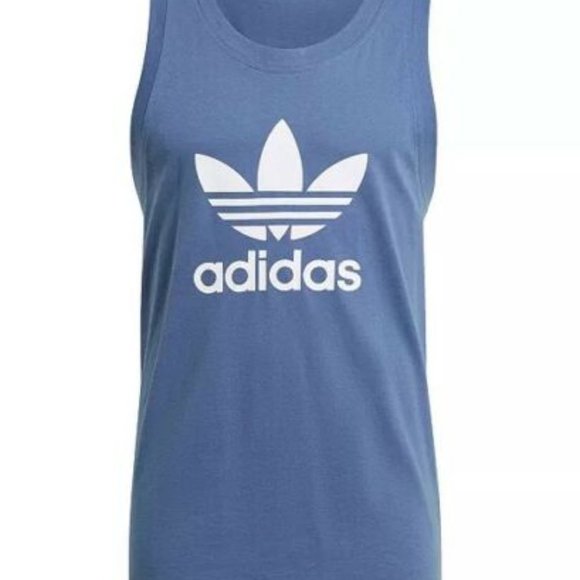 NWT ADIDAS ORIGINAL MEN'S LOGO TREFOIL TANK TOP BLUE - Picture 3 of 7